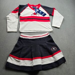 Red Oak Georgia Bulldogs Toddler Girls 3T Cheer Skirt Set Long Sleeve NWT